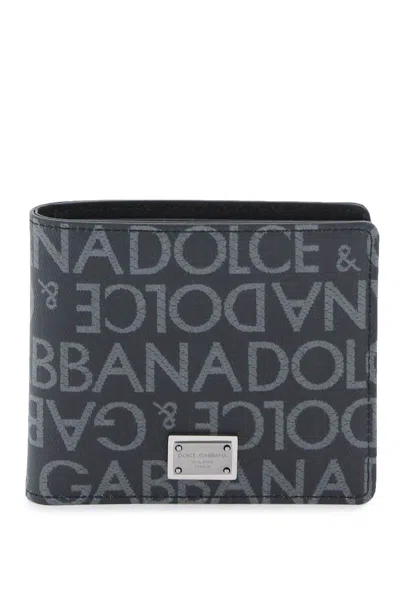 Dolce & Gabbana Jacquard Logo Wallet In Grigio