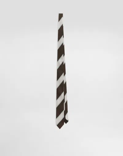 Dolce & Gabbana Jacquard Martini Tie In Brown
