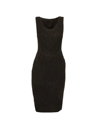 Pre-owned Dolce & Gabbana Jacquard Midi Dress In Black