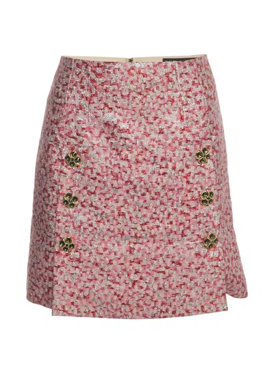 Pre-owned Dolce & Gabbana Jacquard Mini Skirt In Pink