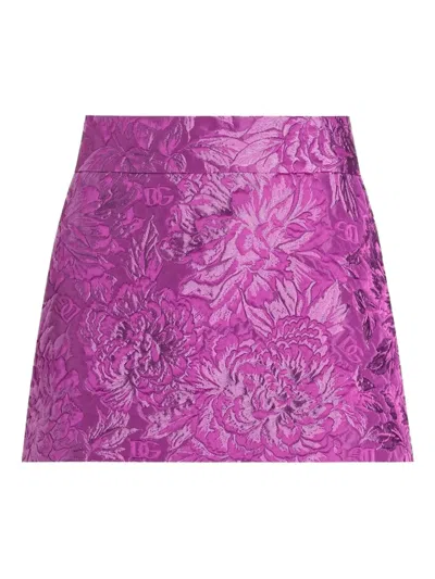 Dolce & Gabbana Jacquard Mini Skirt In Purple