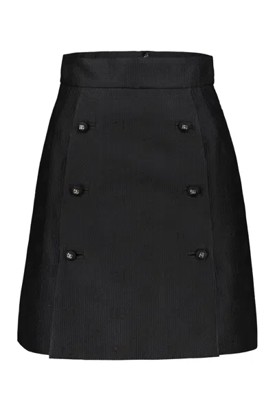 Dolce & Gabbana Jacquard Motif Skirt In Black