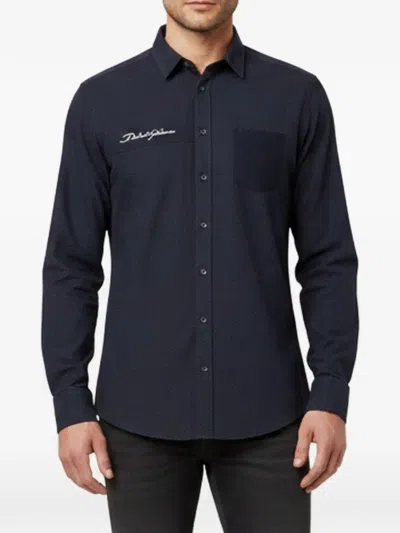 Pre-owned Dolce & Gabbana Jacquard Paneled Shirt In Blue