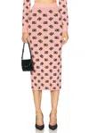 Dolce & Gabbana Pink Skirt With Pencil Design And All-over Printed Dg Logo In Viscose Blend Woman In Dark Powder Pink
