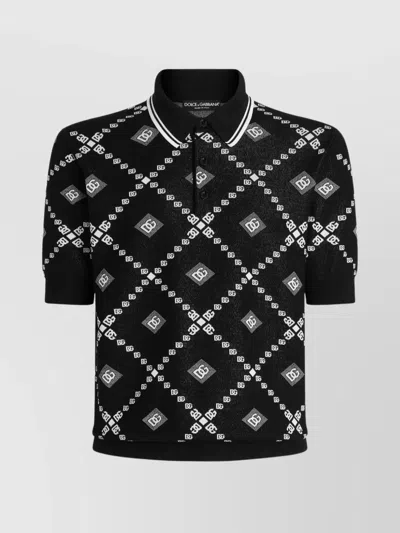 DOLCE & GABBANA JACQUARD PIQUE POLO SHIRT