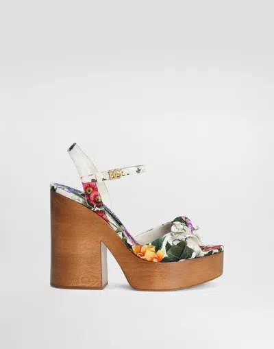 DOLCE & GABBANA JACQUARD PLATFORM SANDALS