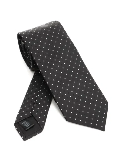 Dolce & Gabbana Jacquard Polka-dot Tie In Black