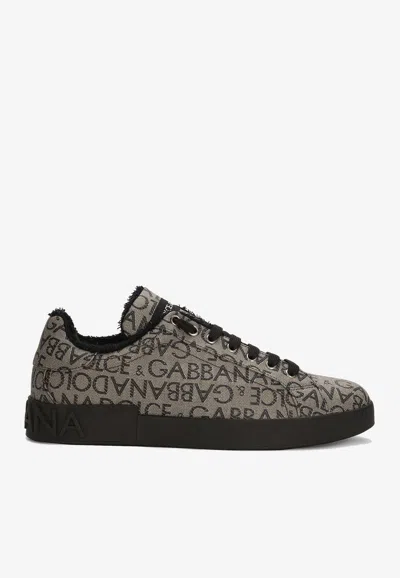 DOLCE & GABBANA JACQUARD PORTOFINO LOW-TOP SNEAKERS