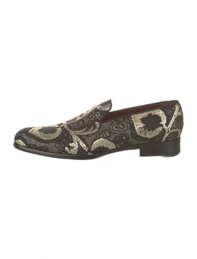 Pre-owned Dolce & Gabbana Jacquard Printed Slippers In Black