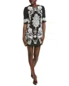 Dolce & Gabbana Black Floral Lace Short Sleeves Mini Dress In Black