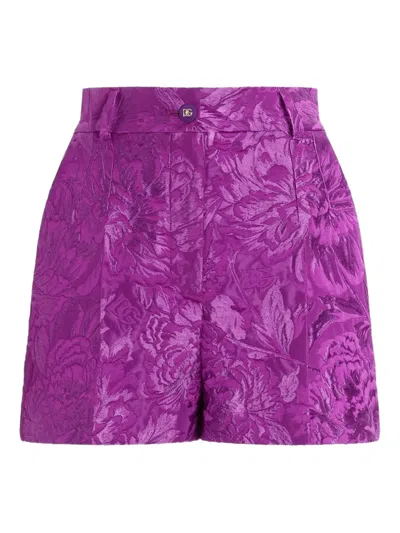 Dolce & Gabbana Jacquard Shorts In Purple
