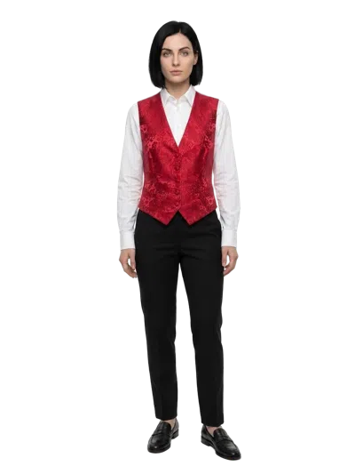 Dolce & Gabbana Jacquard Silk Blend Vest In Red