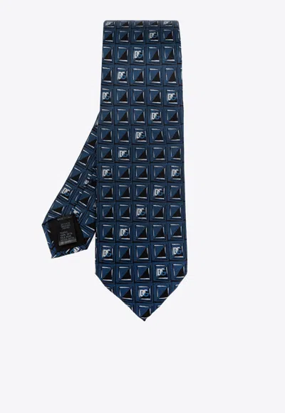 Dolce & Gabbana Floral-jacquard Silk Tie In Blue