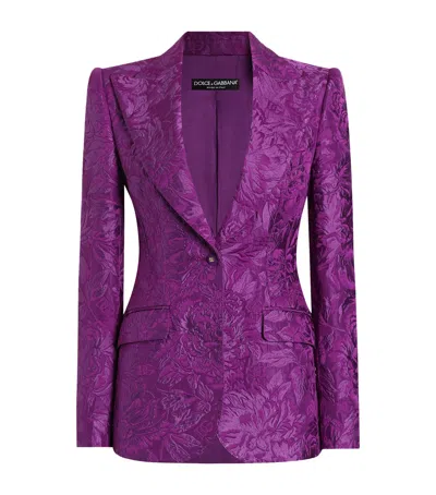 Dolce & Gabbana Jacquard Single-breasted Blazer In Purple