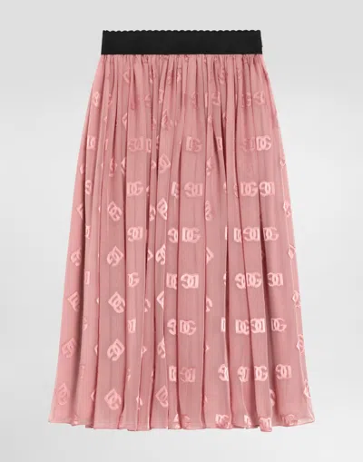 Dolce & Gabbana Jacquard Skirt With Dg Logo In Pink