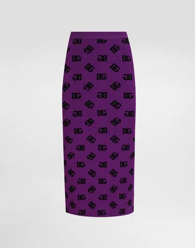 DOLCE & GABBANA JACQUARD SKIRT WITH SLIT