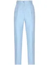 Dolce & Gabbana Tailored Floral Quilted Jacquard Pants In Blue