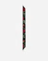 Dolce & Gabbana Jacquard Twill Headscarf With Dg Log And Rose Print (6x100) In Print