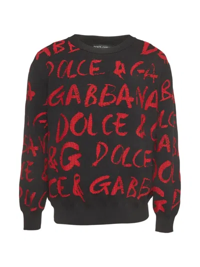 Pre-owned Dolce & Gabbana Jacquard-knit Monogram Sweater In Black