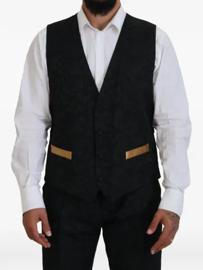 Dolce & Gabbana Jacquard-patterned Three-piece Suit (set Of Three) In Black
