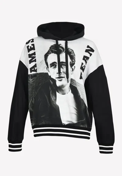 Dolce & Gabbana James Dean Print Hooded Sweatshirt In Monochrome