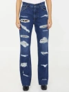 Dolce & Gabbana Distressed Jeans With Leo Print