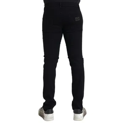 Pre-owned Dolce & Gabbana Jeans Black Cotton Stretch Slim Skinny Denim It60/w42/xxl 600usd