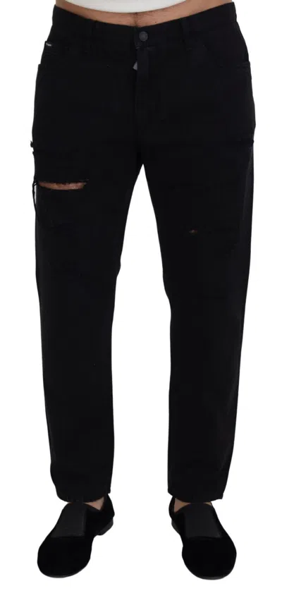 Pre-owned Dolce & Gabbana Jeans Black Loose Regular Torn Cotton Denim It46 / W32 / S $900