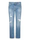 Dolce & Gabbana Distressed Finish Five-pocket Denim Jeans In Blue