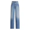 Dolce & Gabbana Blue Five Pocket Jeans With Metallic Logo Patch On The Back In Denim Woman In Blue