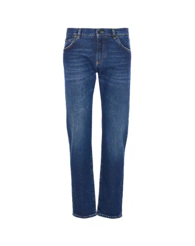 Dolce & Gabbana Slim Fit Five-pocket Denim Trousers In Blue
