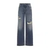 Dolce & Gabbana Wide-leg Distressed Five-pocket Jeans In Blue