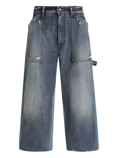 Dolce & Gabbana Crop Denim Trousers In Blue