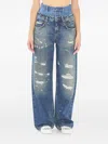 Dolce & Gabbana Dolce&gabbana Women Double Waisted Denim Jeans With Rips In Blue