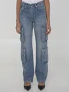 Dolce & Gabbana Multi-pocket Cargo Denim Trousers In Blue