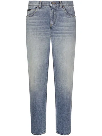 Dolce & Gabbana Straight Leg Stonewashed Jeans In Blue