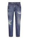 Dolce & Gabbana Straight Jeans With A Worn Effect In Dark Wash