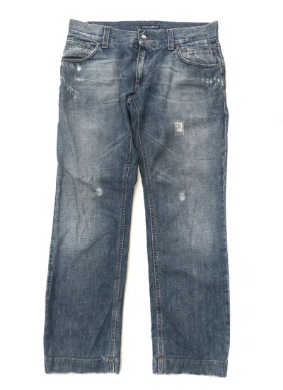 Pre-owned Dolce & Gabbana Jeans Distressed In Blue