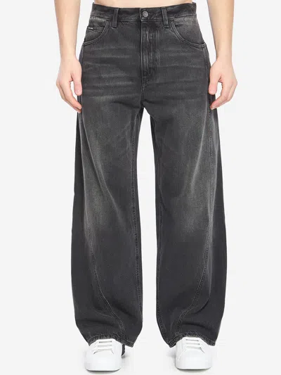 Dolce & Gabbana Denim Jeans Faded Wash Five Pocket Design In Gray