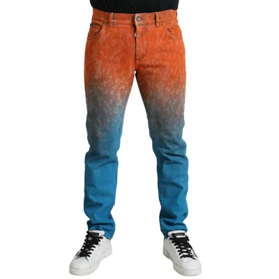 Pre-owned Dolce & Gabbana Jeans Multicolor Ombre Cotton Slim Fit Denim It50/w36/l 1200usd