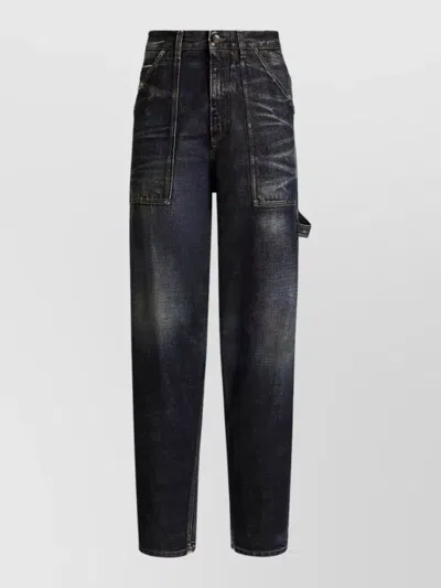 Dolce & Gabbana Jeans Trousers Carpenter Style Belt Loops Pockets In Blue