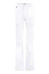 Dolce & Gabbana Destroyed-effect Cotton Denim 5-pocket High-rise Jeans In White