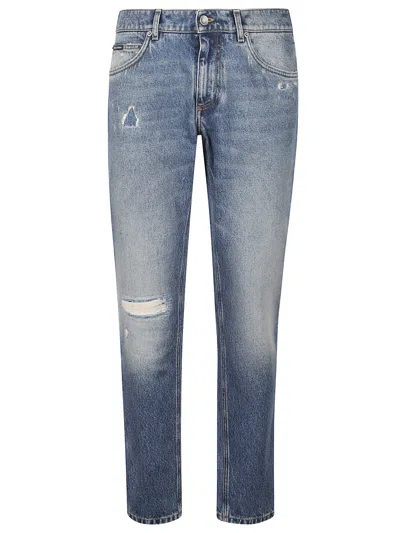 Dolce & Gabbana Men Jeans With A Worn Effect In Blue