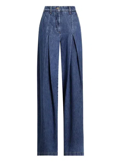 Dolce & Gabbana Jeans With Inverted Pleats In Blue