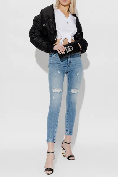 Dolce & Gabbana Stretch Denim Audrey Jeans With Rips In Blue