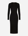 Dolce & Gabbana Black Fitted Logo-cuff Dress In Black