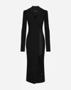 Dolce & Gabbana Jersey Coat Dress With Laces And Eyelets In Black