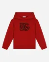 Dolce & Gabbana Jersey Hoodie With Dg Logo In Red