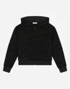 Dolce & Gabbana Black Hoodie With Velvet Logo Motif In Black