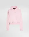 Dolce & Gabbana Jersey Hoodie With Raised Dg Embroidery In Pink